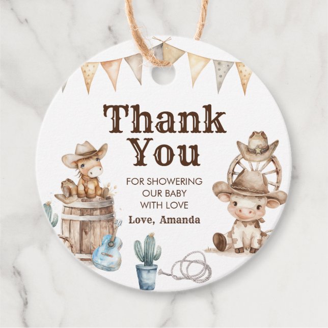 Étiquettes Cadeau Notre petit Baby shower sauvage de l'Ouest (Devant)