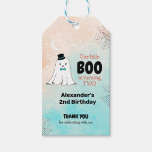 Étiquettes-cadeau Notre Petit Boo Cute Ghost Avec Casquette 2e Anniv