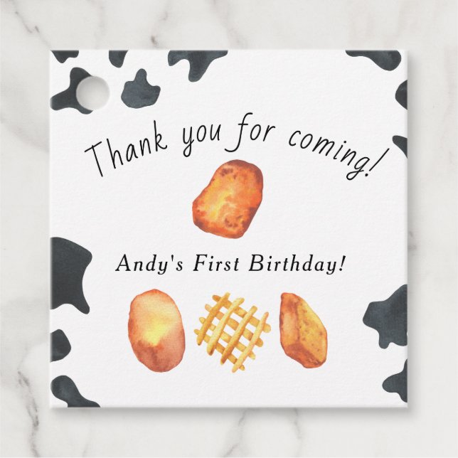 Étiquettes Cadeau Notre Petit Nugget devient un Anniversaire de enfa (Devant)