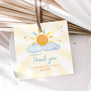 Étiquettes Cadeau Notre petit soleil Carré de fête d'anniversaire