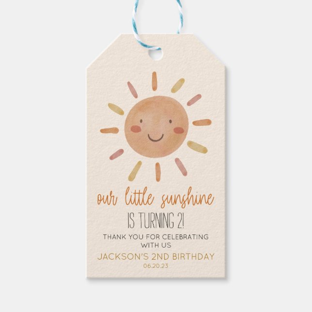 Étiquettes-cadeau Notre Petit Soleil Jaune Jaune Anniversaire (Devant)
