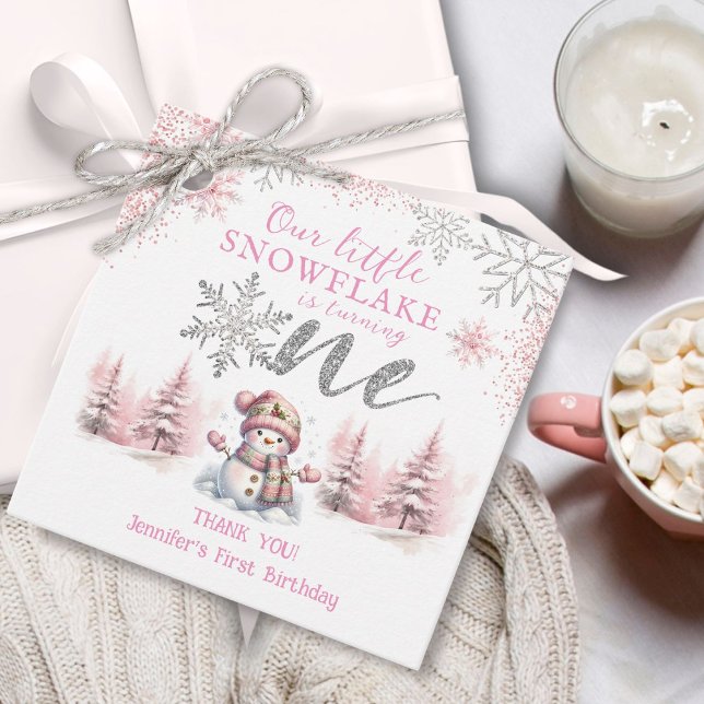 Étiquettes Cadeau Notre petite Fille de Flambeau de neige rose argen (Créateur téléchargé)