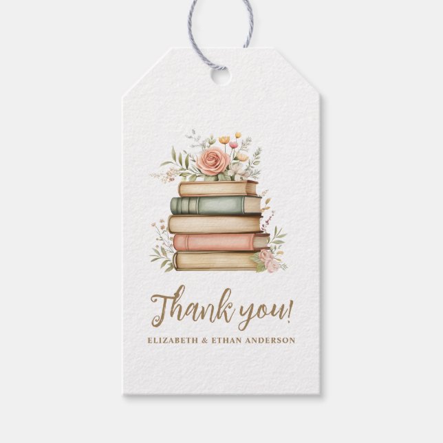 Étiquettes-cadeau Notre prochain chapitre Storybook Baby shower Merc (Devant)