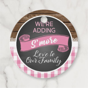 Étiquettes Cadeau Nous ajoutons S'more Love à notre famille - Rose