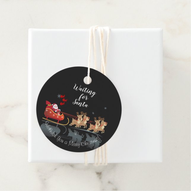 Étiquettes Cadeau Nous attendons Père Noël Ho ! Ho ! Ho ! Vacances d (En situation)