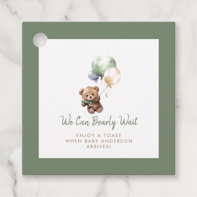 Étiquettes Cadeau Nous pouvons attendre tôt Teddy Bear Baby shower d (Devant)
