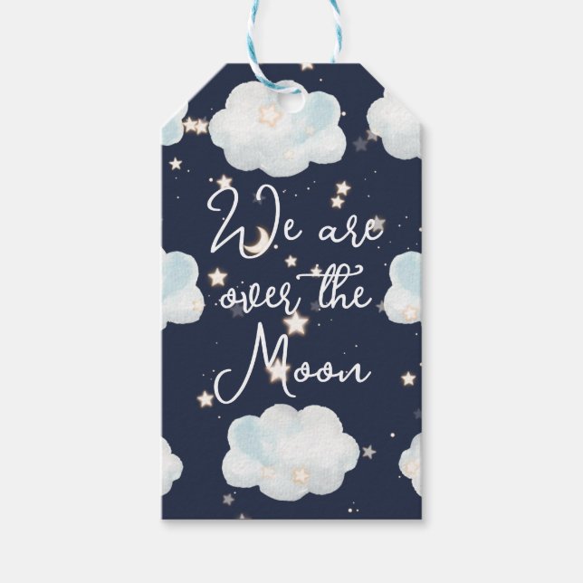 Étiquettes-cadeau Nous sommes au-dessus de la lune Baby shower étiqu (Devant)