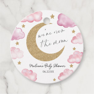 Étiquettes Cadeau Nous sommes au-dessus de la lune Rose Céleste Baby