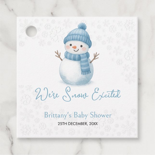 Étiquettes Cadeau Nous sommes Snowmen Excité neige Baby shower (Devant)