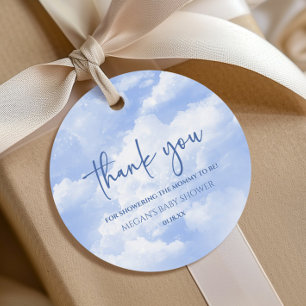 Étiquettes Cadeau Nous Sommes Sur Cloud Neuf Baby shower Bleu