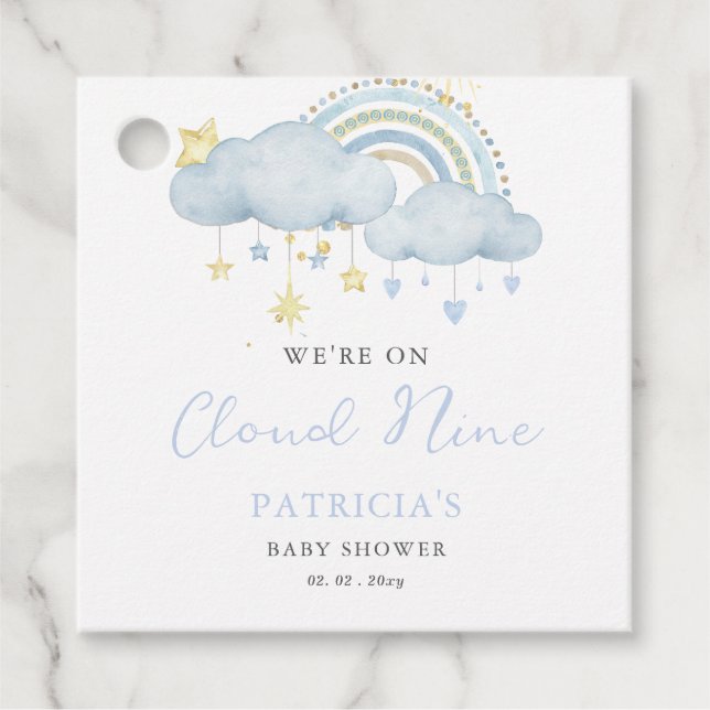 Étiquettes Cadeau Nous sommes sur Cloud Nine Boy Baby shower (Devant)