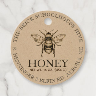 Étiquettes Cadeau NOUVEAU 2020 Kraft Honey Nutrition Facts Tag Bee