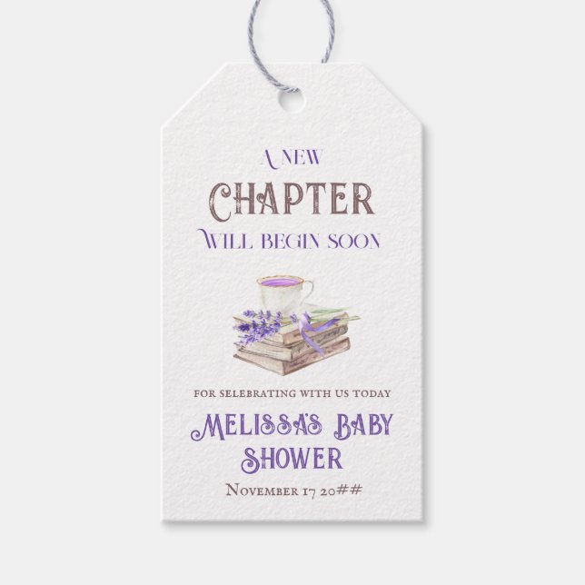 Étiquettes-cadeau Nouveau chapitre commence bientôt Lavender Books B (Devant)