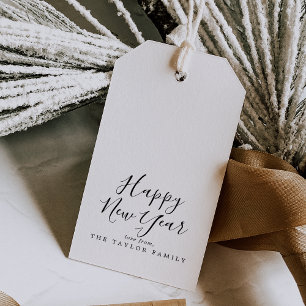 Étiquettes-cadeau Nouvel an heureux minimaliste