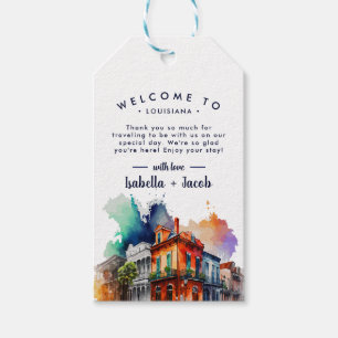 Étiquettes-cadeau Nouvelle-Orléans Nola Mariage d'aquarelle Bienvenu