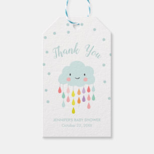 Étiquettes-cadeau Nuage Raindrops Rainbow Neutral Merci Garçon