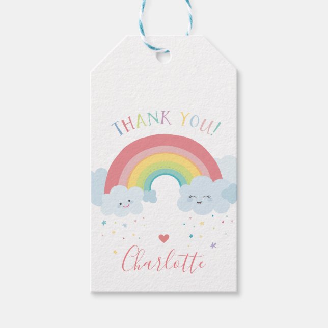 Étiquettes-cadeau NUAGES ARC-EN-CIEL MIGNONS pastel couleurs enfant  (Devant)