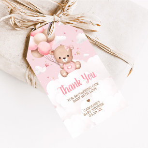 Étiquettes-cadeau Nuages d'ours rose Teddy Baby shower Favoriser les