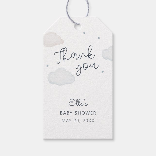 Étiquettes-cadeau Nuages Et Étoiles Merci (Devant)