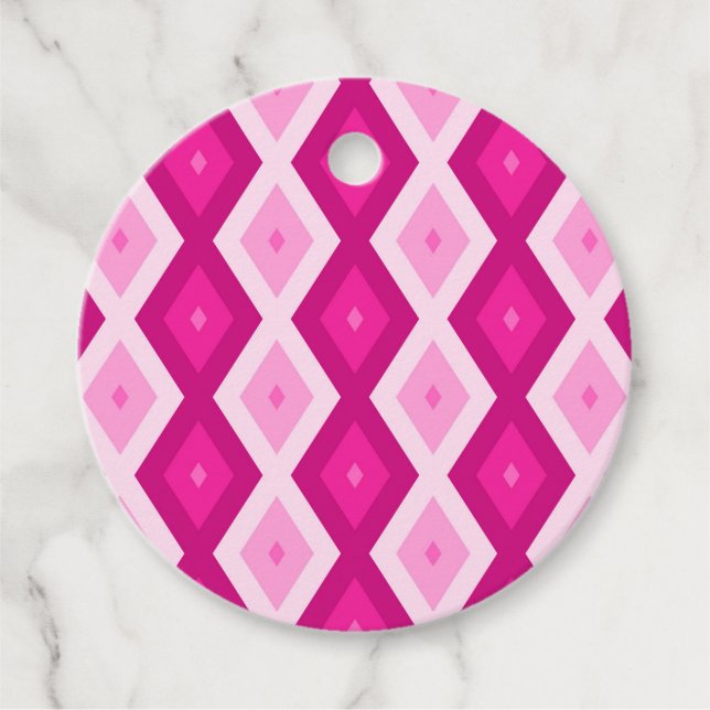 Étiquettes Cadeau Nuances de motif de diamant fuchsia (Devant)