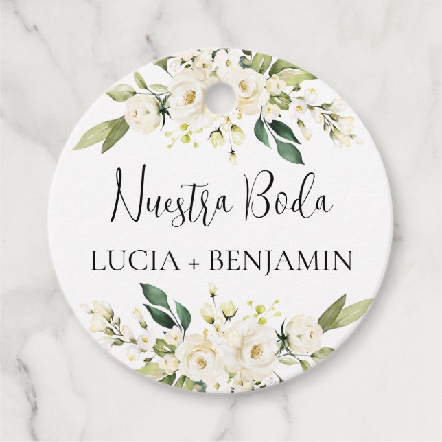 Étiquettes Cadeau Nuestra boda Round (Devant)