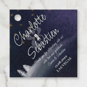 Étiquettes Cadeau Nuit d'hiver & Pine Tree Moderne Aquarelle Mariage