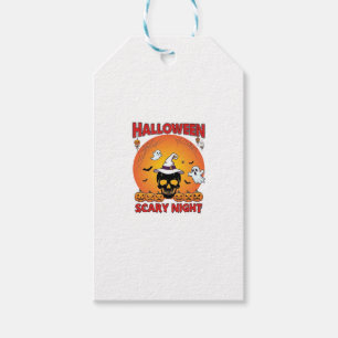 Étiquettes-cadeau Nuit effrayante d'Halloween Crâne Chapeau de sorci