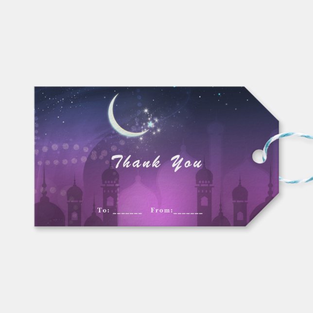 Étiquettes-cadeau Nuits Arabes Marocaine Violet clair de lune (Devant (Horizontal))