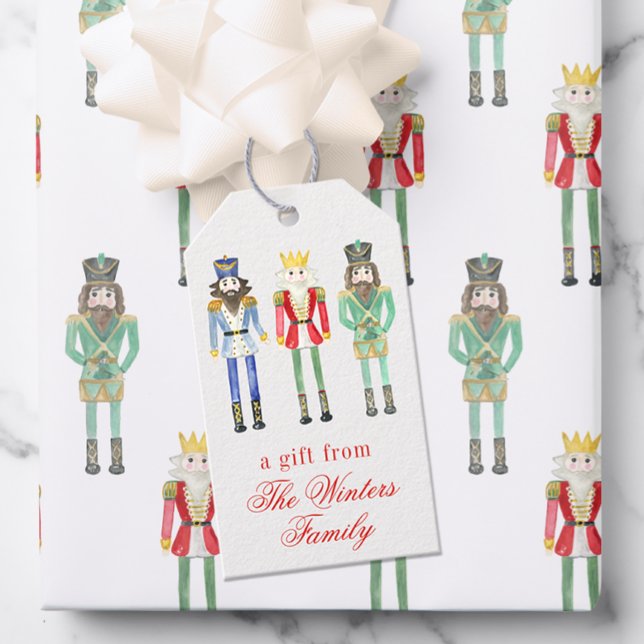 Étiquettes-cadeau Nutcrackers de Noël aquarelle (Créateur téléchargé)