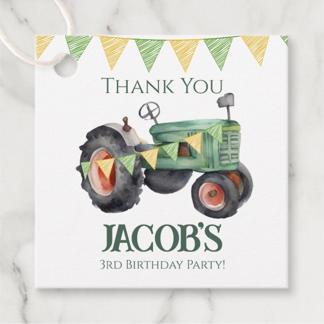 Étiquettes Cadeau Obtenez votre tracteur 3ème anniversaire (Devant)