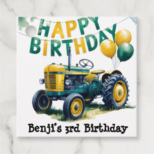Étiquettes Cadeau Obtenir dans le tracteur d'engrenage 3e anniversai
