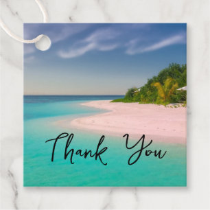 Étiquettes Cadeau Océan aigue-marine Plage tropicale paysagère Merci