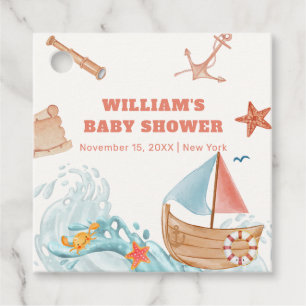 Étiquettes Cadeau Ocean Boy Adventure Baby shower de voilier