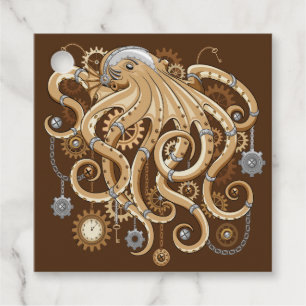 Étiquettes Cadeau Octopus Steampunk Surreal Retro Style Machine
