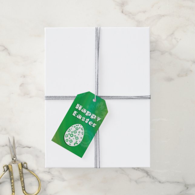 Étiquettes-cadeau Oeuf de Pâques moderne Art du papier rétro (Avec de la ficelle)
