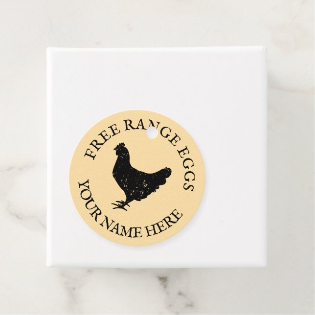 Étiquettes Cadeau OEufs frais de ferme libre silhouette de poulet (En situation)