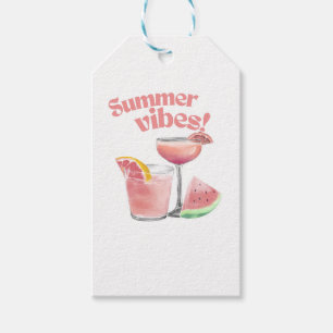 Étiquettes-cadeau Œuvre d'art aquarelle de cocktail rose aux vibrati