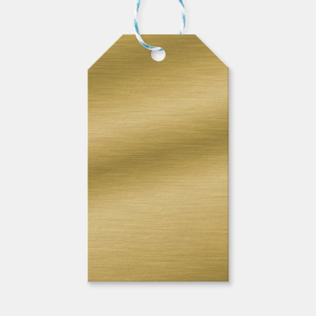 Étiquettes-cadeau Oeuvre élégante en or brossé Faux (Devant)