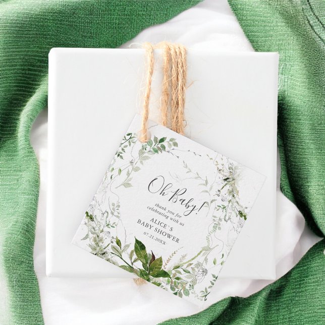 Étiquettes Cadeau Oh Baby Baby shower de verdure moderne (Créateur téléchargé)