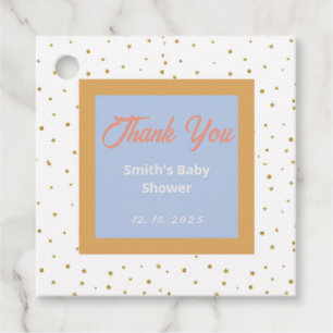 Étiquettes Cadeau Oh Baby Blue Gold Ginkgo Baby shower feuille