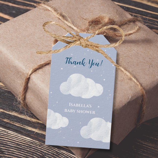 Étiquettes-cadeau Oh Baby Boy Blue Clouds Sky Stars Baby shower (oh baby clouds baby shower blue stars sky)