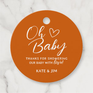 Étiquettes Cadeau Oh Baby Burnt Orange Baby shower Merci