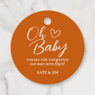 Étiquettes Cadeau Oh Baby Burnt Orange Baby shower Merci