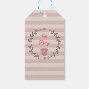 Étiquettes-cadeau Oh Baby Dusty Rose Blush Rose Fleurs Fille Shower