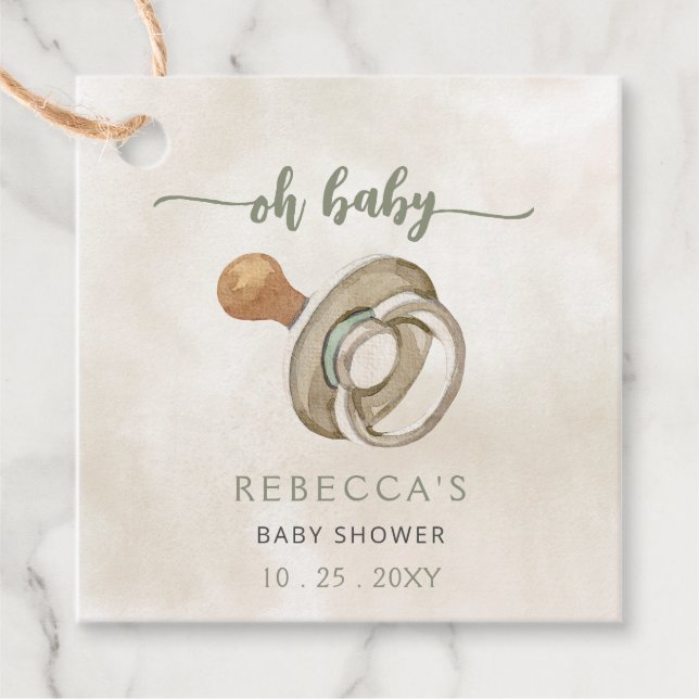 Étiquettes Cadeau Oh Baby Genre Neutre Boho Baby shower Invitation (Devant)