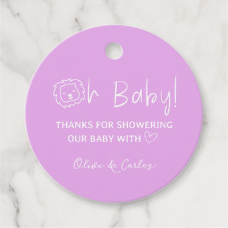 Étiquettes Cadeau Oh Baby Lion et Baby shower de Merci du coeur