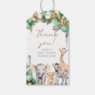 Étiquettes-cadeau Oh Baby Safari animal Jungle Baby shower vert