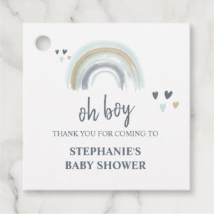 Étiquettes Cadeau Oh Baby shower garçon Blue Boho Rainbow Merci