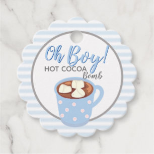 Étiquettes Cadeau Oh Baby shower garçon   Bombe de cacao chaud