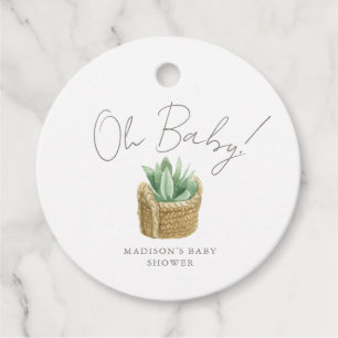 Étiquettes Cadeau Oh Baby Simple Baby shower Succulent